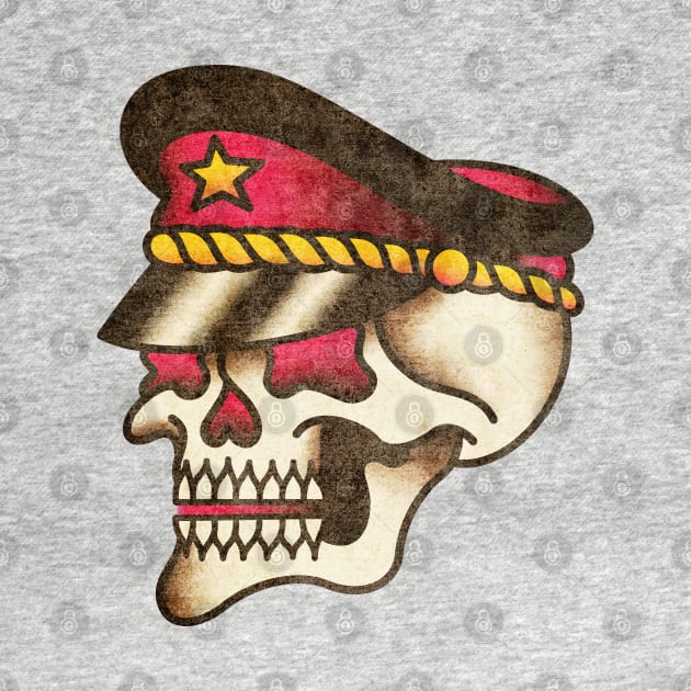 American Traditional Grunge Skull by OldSalt